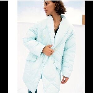 Free People puffa jacket lightweight oversized puffer coat daydream icy blue M